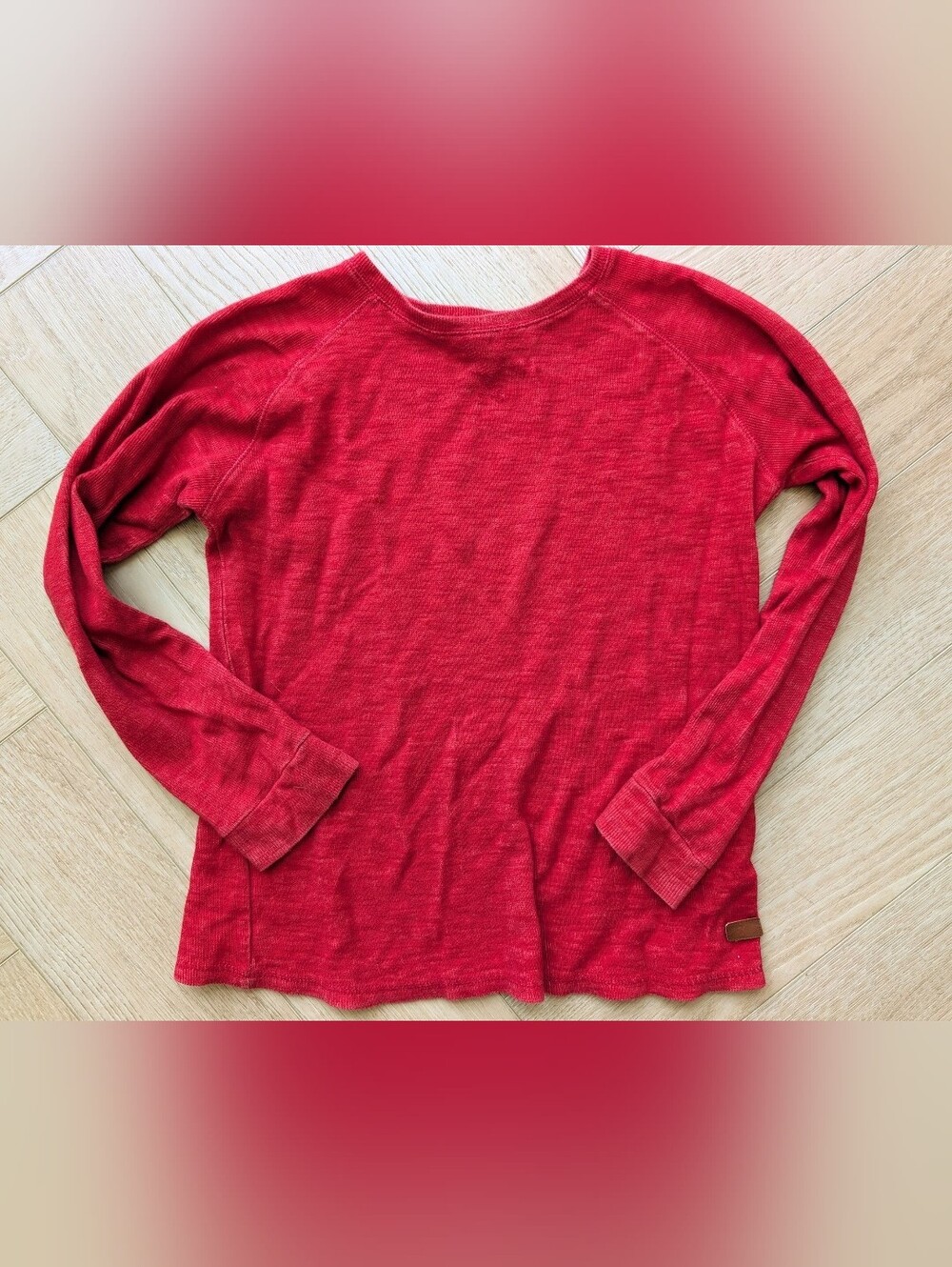 7 For All Mankind Boys XL Red Long Sleeve Knit Shirt Crew Neck Casual